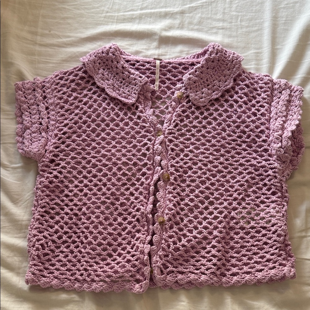 Free People Lavender Crochet Blouse